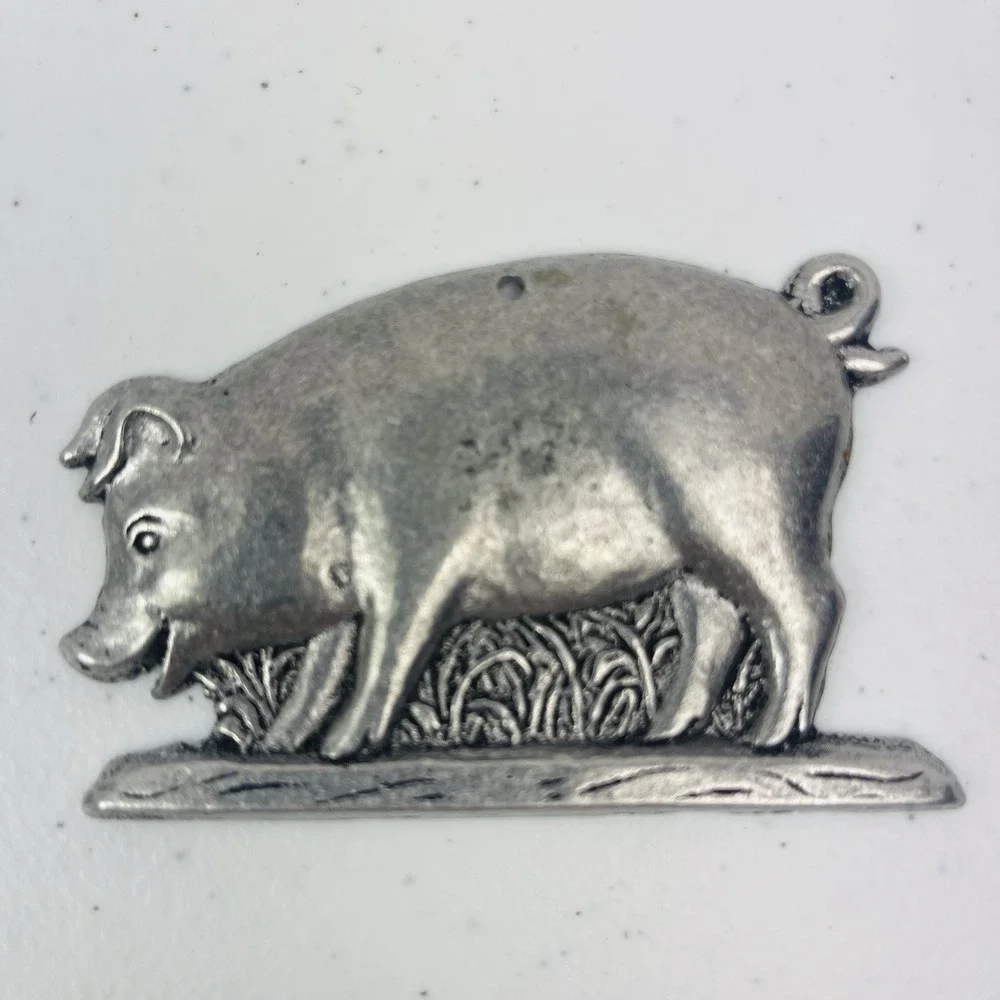 Pewter Pig Ornament Holiday Farm Animal Decoration Gift USA Made Lead Free 4